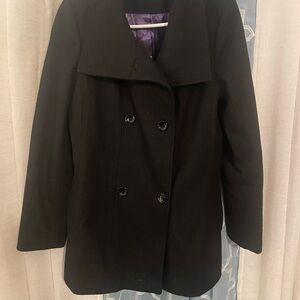 Wool Calvin Klein Women's Black Double-Breasted Coat